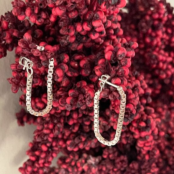 Sterling Silver Box Chain Dangle Earrings-NEW - Picture 15 of 15